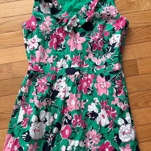 J. Crew Green Floral Midi Dress with Pink & White Flowers - Picture 4 of 13